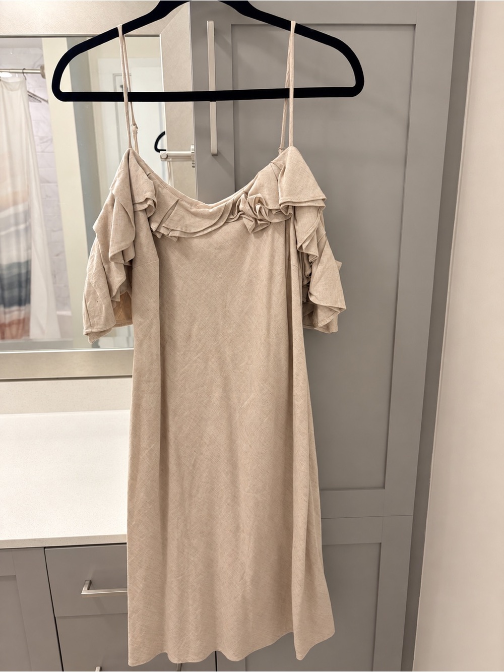 NWT ASTR the Label Linen, Off-the Shoulder Mini Dress (XL)